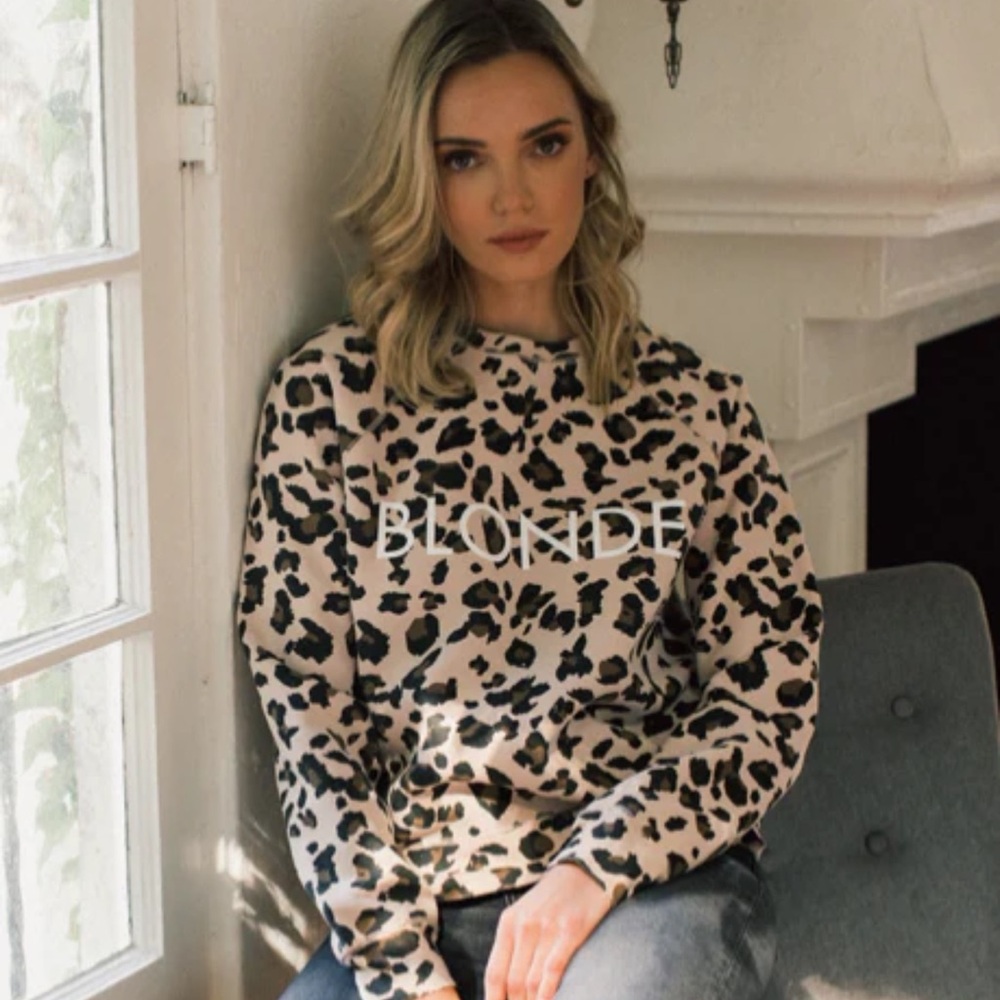 Brand NWT BRUNETTE THE LABEL—Blonde Leopard Sweatshirt S-XL